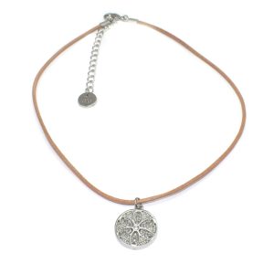 FLORA LÄDER HALSBAND VITGULD