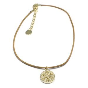 FLORA LÄDER HALSBAND GULD