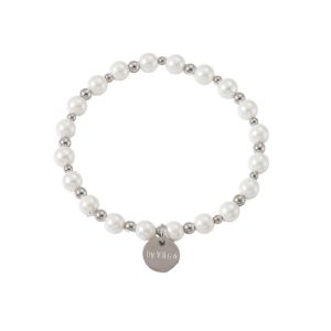 PEARL ARMBAND VIT/STÅL