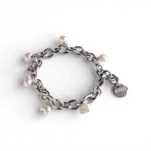 MOLLY KEDJEARMBAND STÅL/VIT