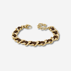 astrid&agnes Armband Adelia Leather Guld/Brun