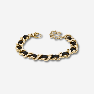 astrid&agnes Armband Adelia Leather Guld/Svart